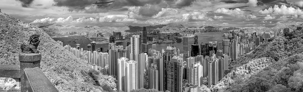 Infrared panorama over Hong Kong taken from Victoria Peak.