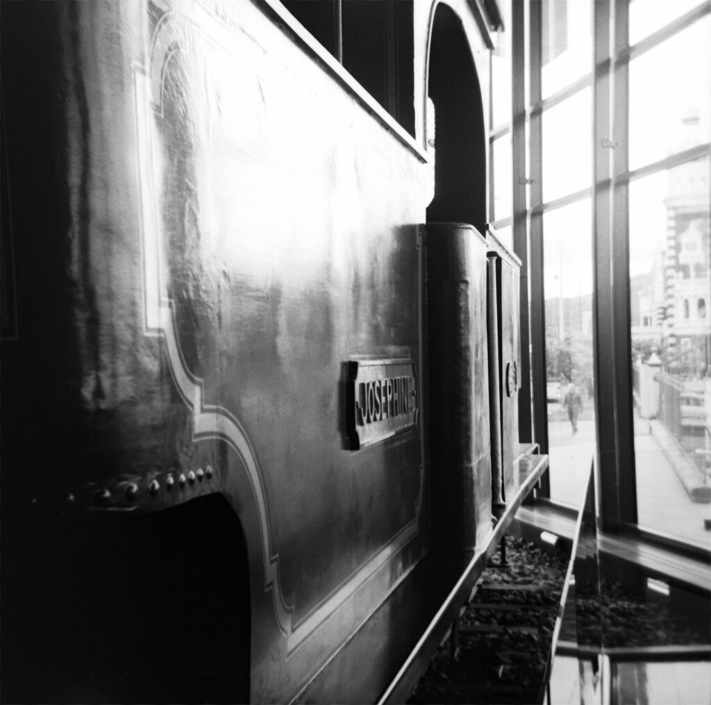 Preserved example of “Josephine”, a Double Fairley steam locomotive once used by New Zealand railways. Toitu Museum.