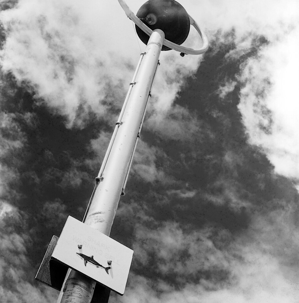 The shark bell at St. Clair beach, Dunedin. Retro.