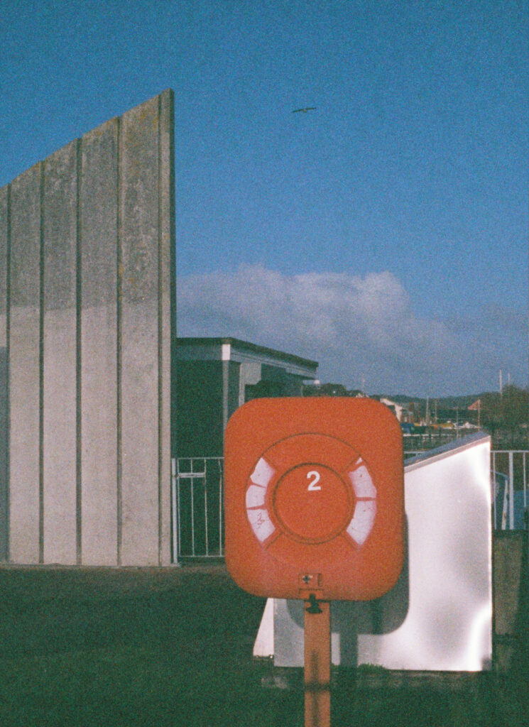 View of lifesaving ring and flood defences