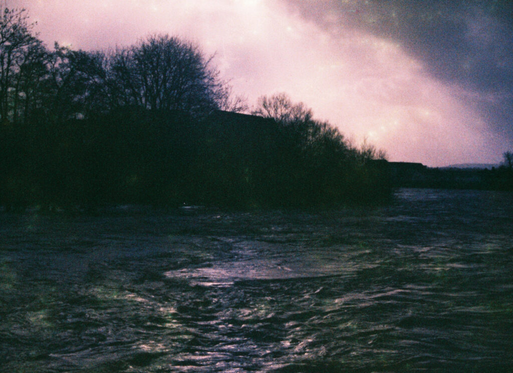 View of the river with dramatic skyscape