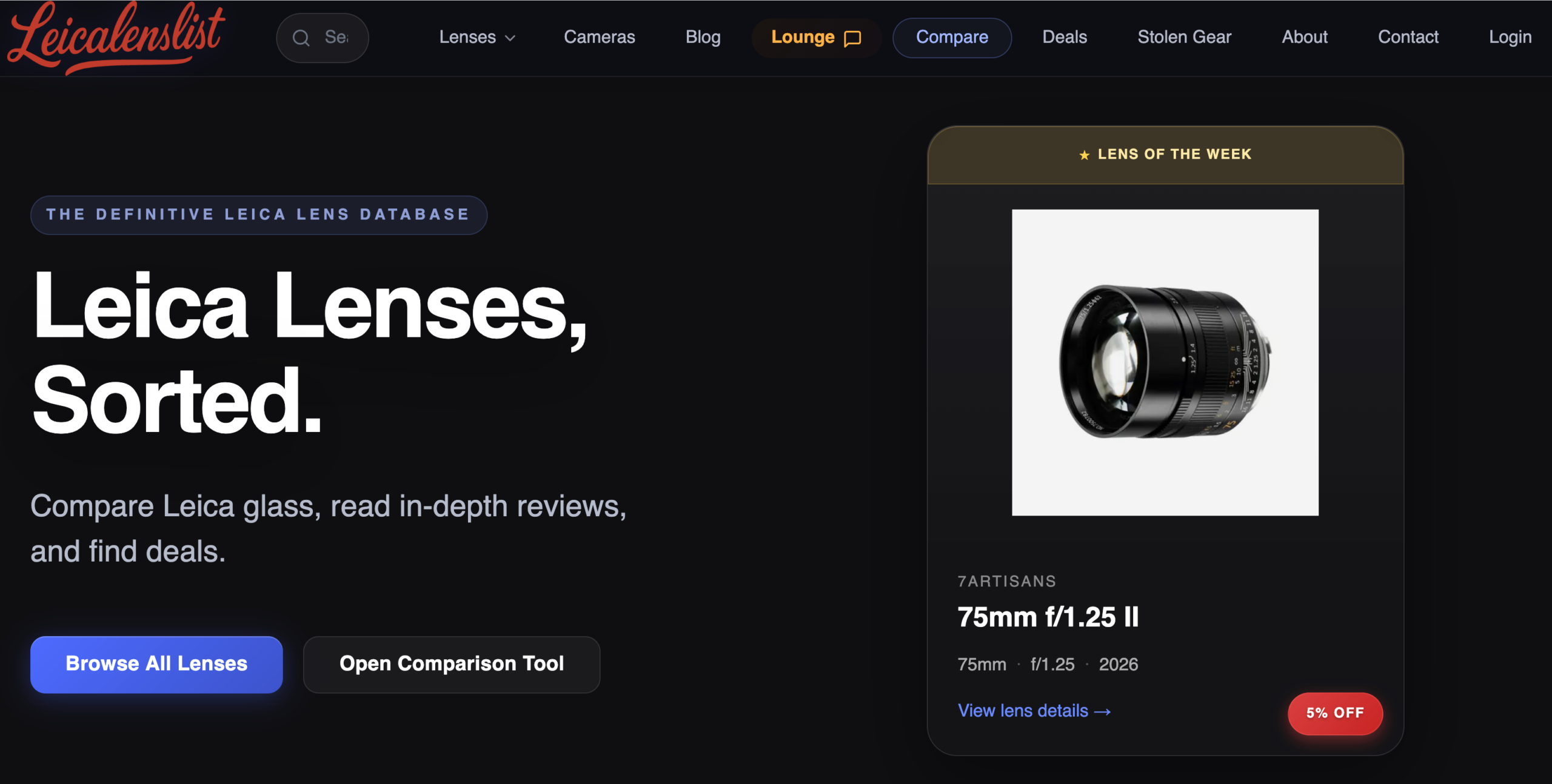 Leica Lens List Homepage