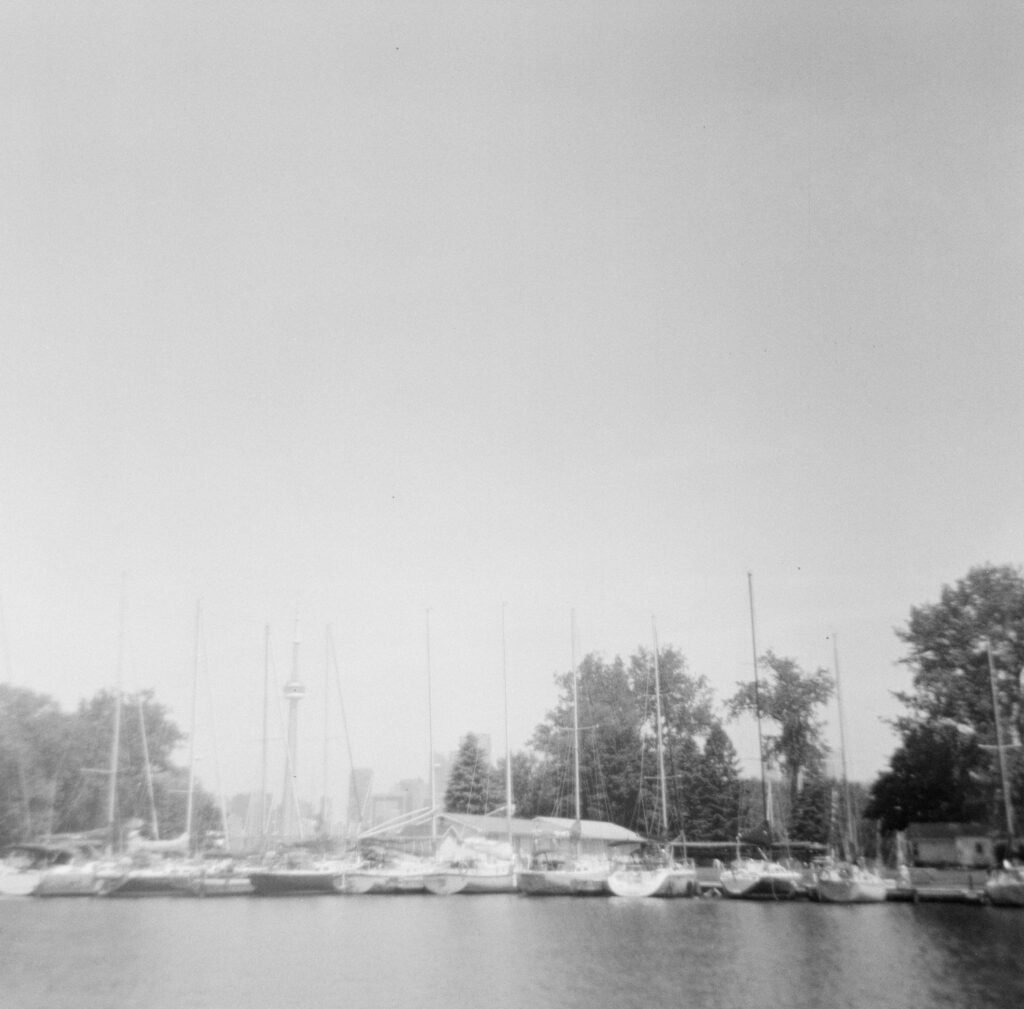 Marina on the Toronto Islands with the CN Tower in the backgrond