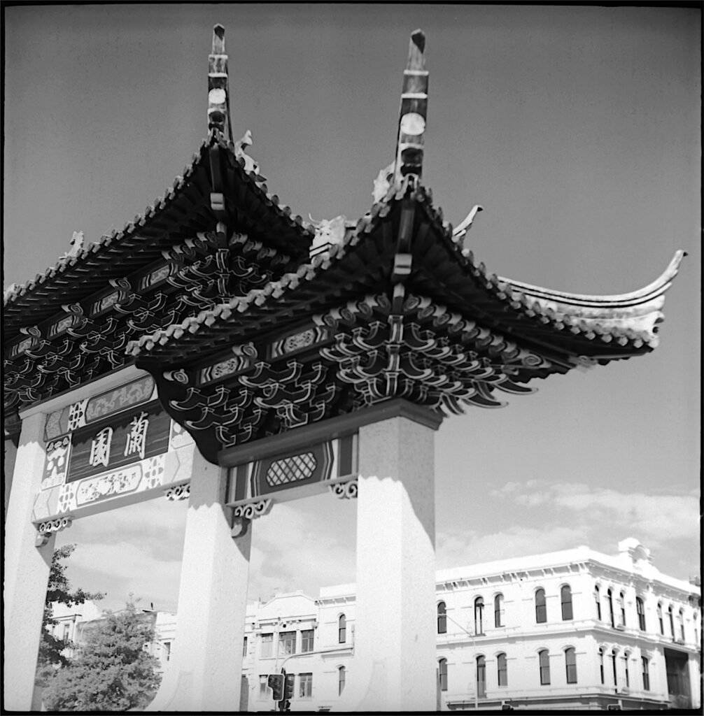 One of the better negatives. The entrance to Dunedin’s Chineses Gardens, a regular subject.