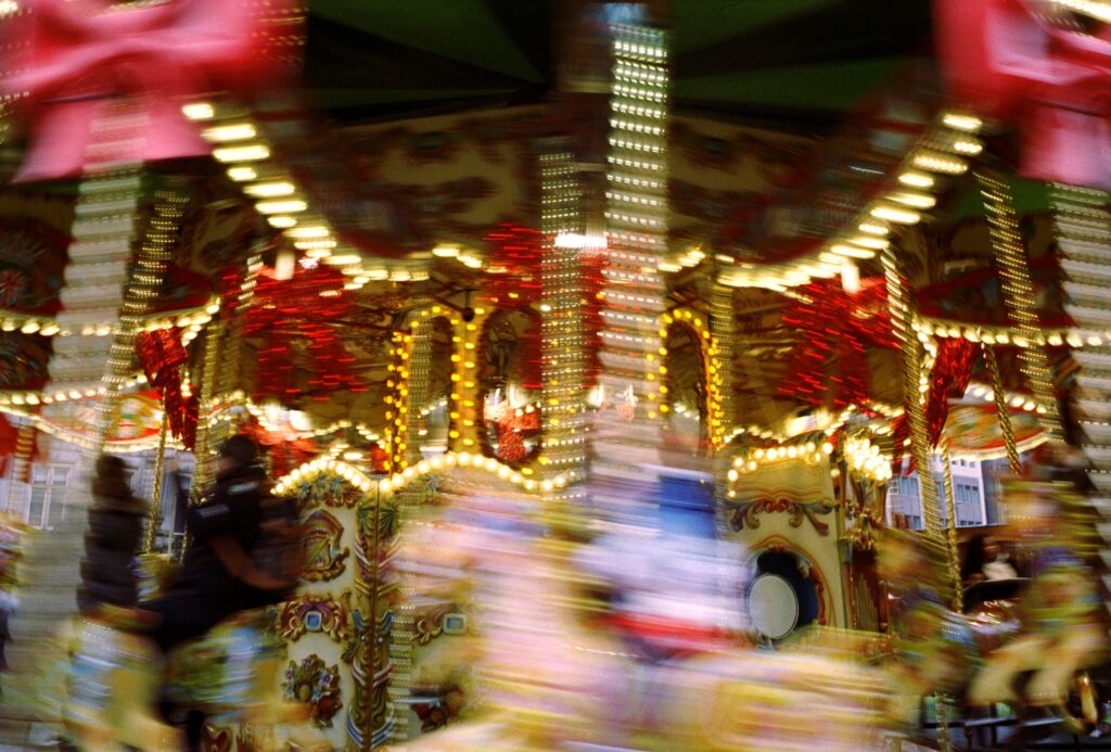 Merry-Go-Round at a funfair with intentional blurring
