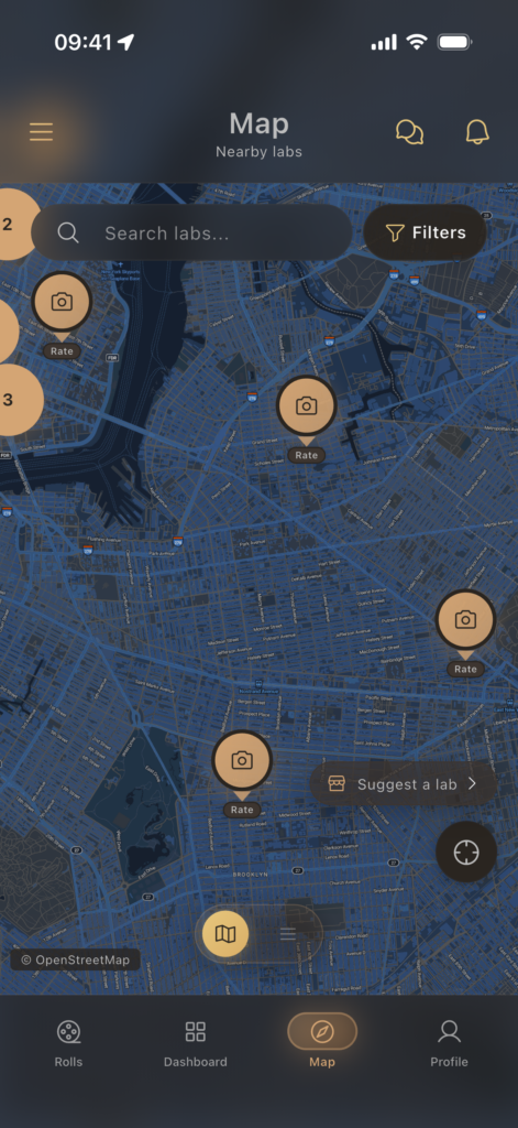 Film development lab map in Pellica with 500+ labs worldwide