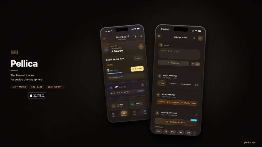 Pellica film roll tracker app for analog photographers