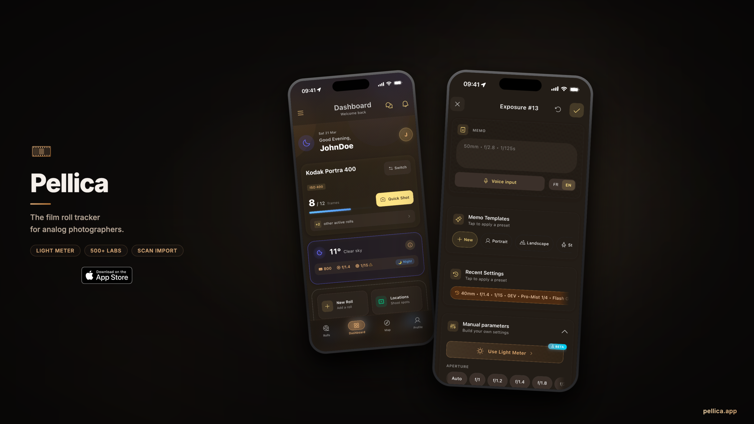 Pellica film roll tracker app for analog photographers