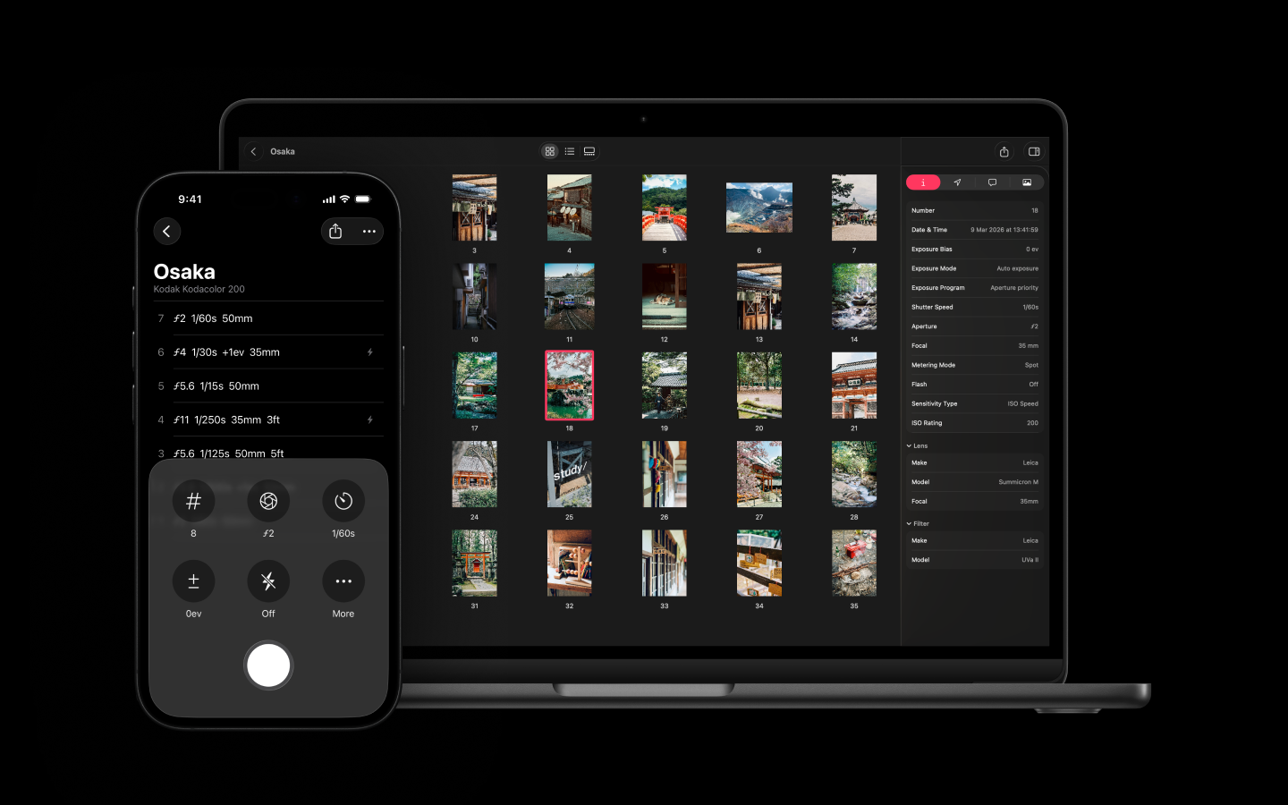 Frames film photography logbook & Metadata iPhone app