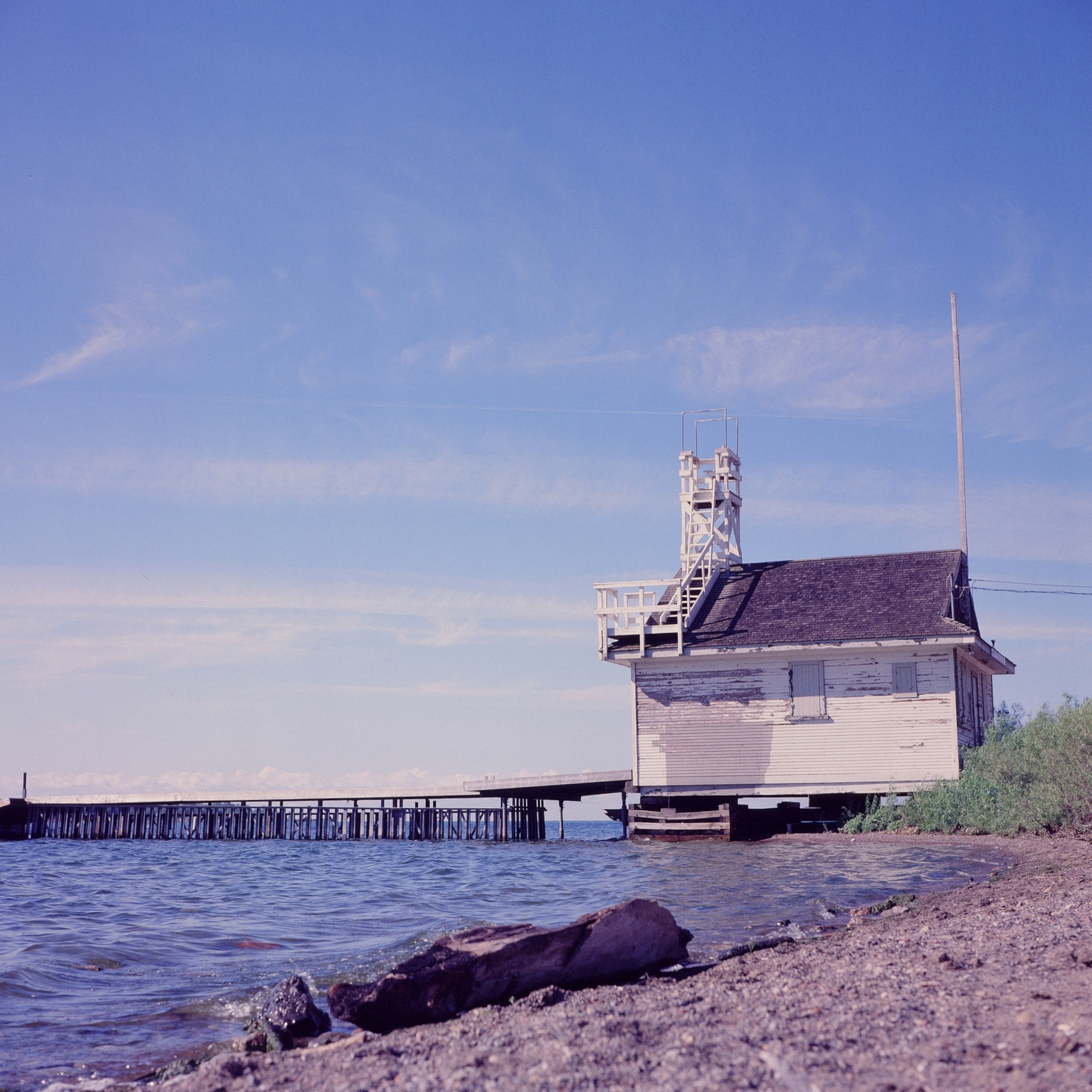 A lighthouse at a city beach