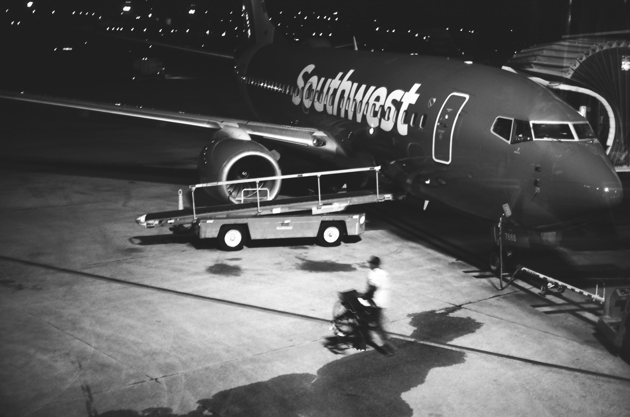 Loading a wheel chair before sunrise.