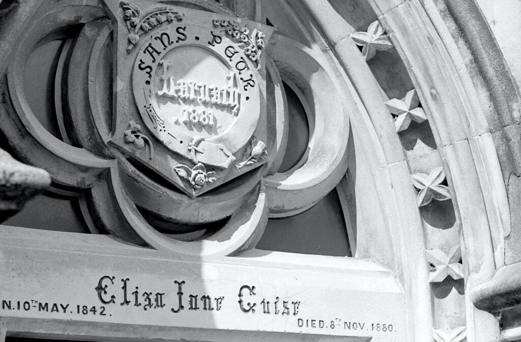 Door head detail of Larnach’s tomb, Dunedin’s Northern Cemetery.