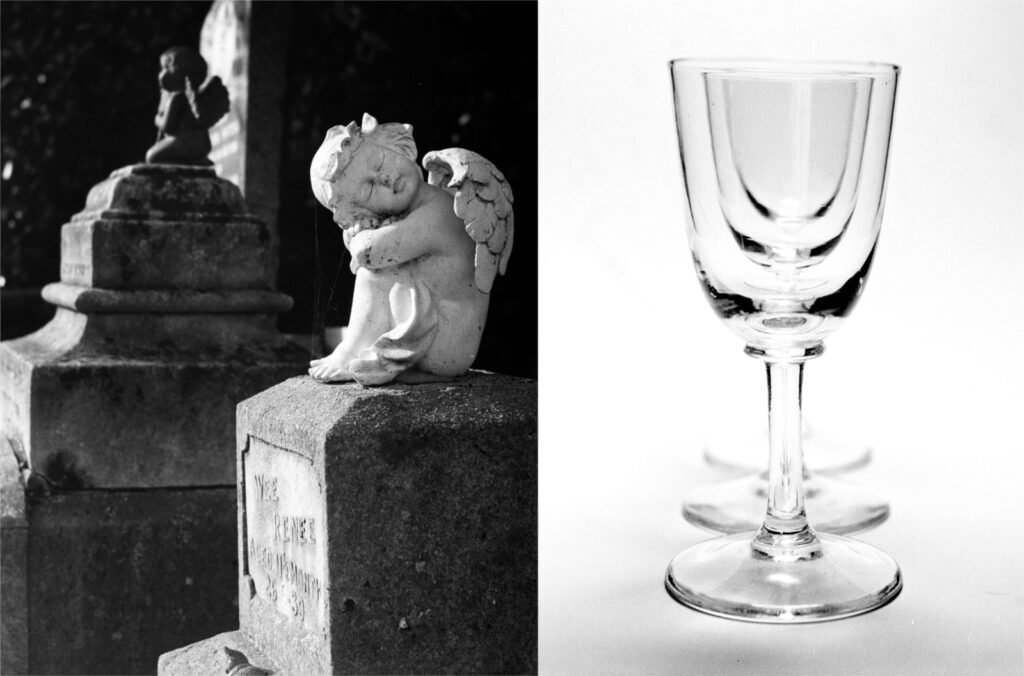 A pair of examples where the extremes have been sacrificed in favour of either shadows or highlights. Wee Rene’s highlights are burned out and the blacks on the wine glasses are solid.