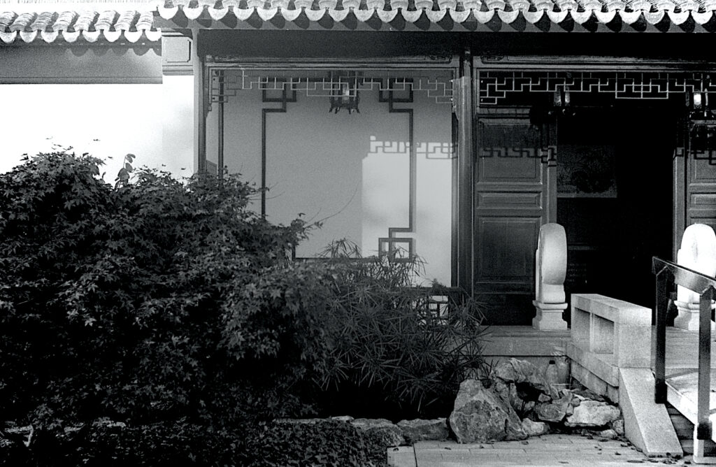 The entrance to Dunedin’s Chinese Gardens. This and another frame showed quite a lot of flare from the lens. This is the only one saveable but only after considerable post work. Clearly a lens hood should always be used with this lens for safety.
