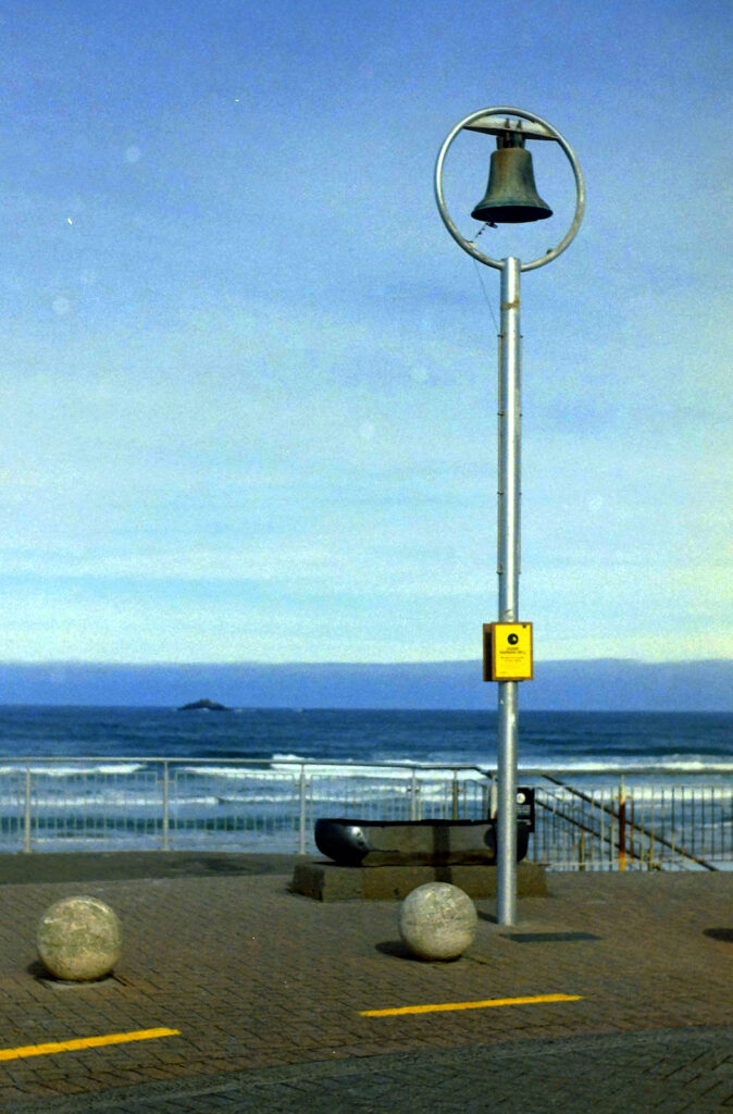 The shark bell at St. Clair, Dunedin’s popular surfing beach.