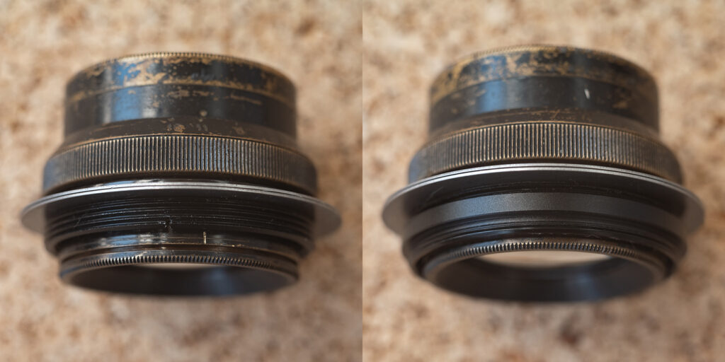 Boyer Saphir 135mm f/4.5 to LTM with shims and adapters installed