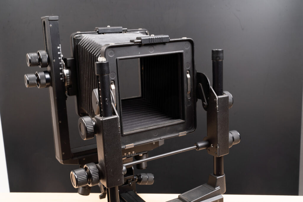 Large format camera for scanning film