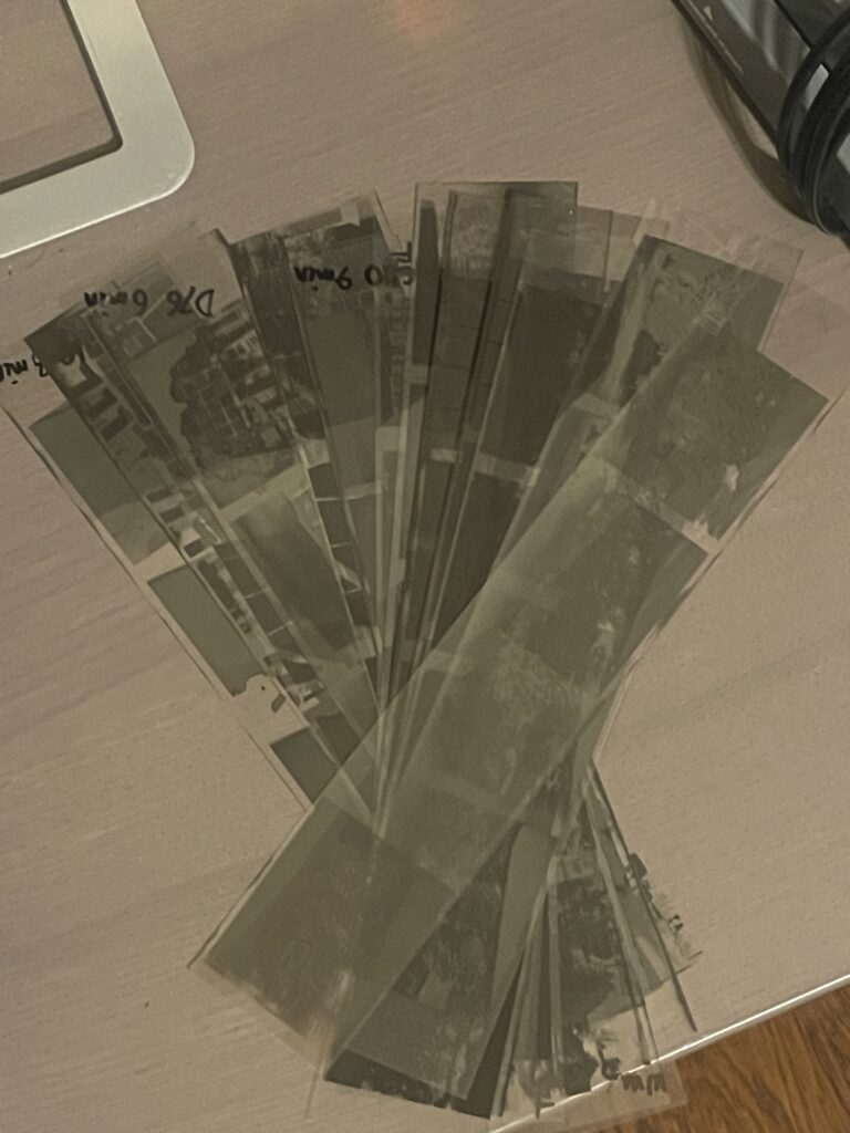 Strips of 120 width film used for testing Hi-Con IR