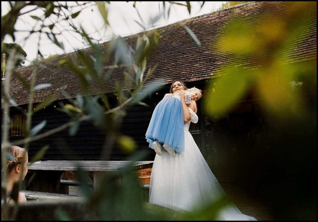 The bride with bridesmaids taken on Kodak Portra 800 film