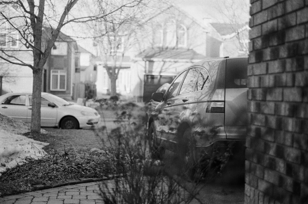 Parked cars on an icy street