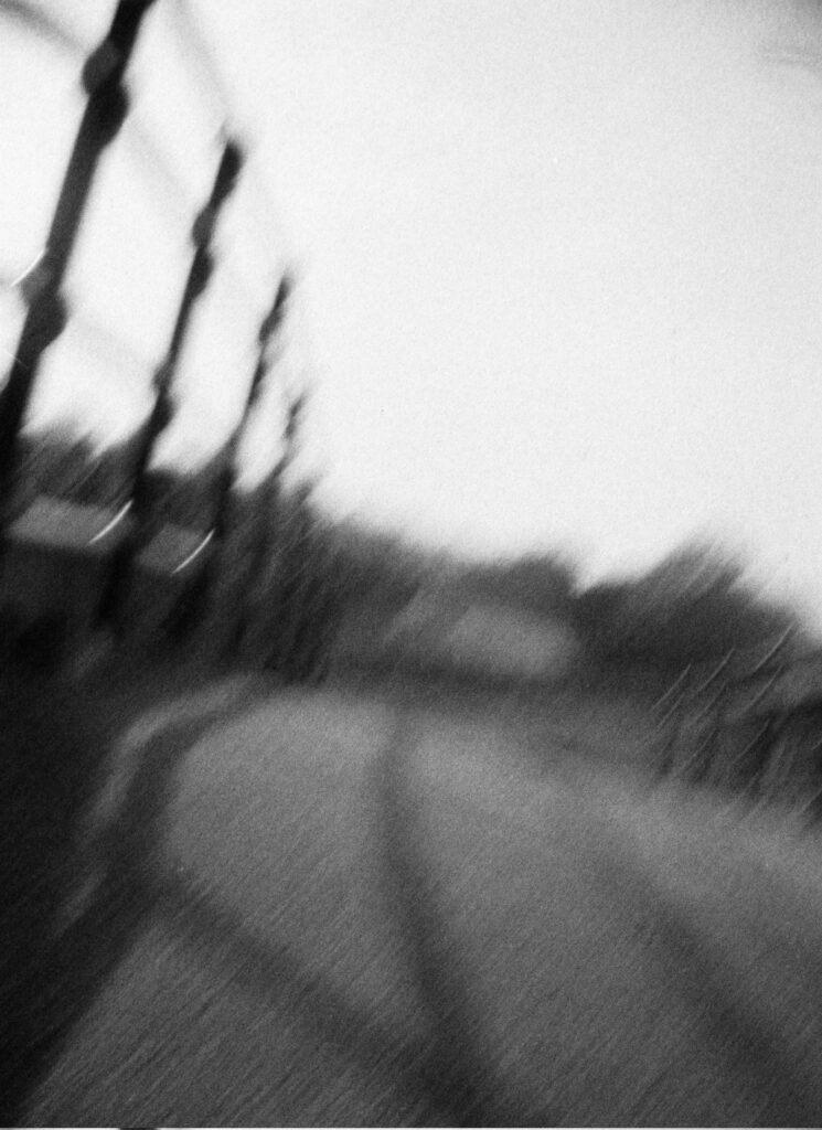This photo is a blurred image of railings on the cycle and footpath beside the River Exe taken by accident with the Keystone Zoom EverFlash XR 608 110 camera