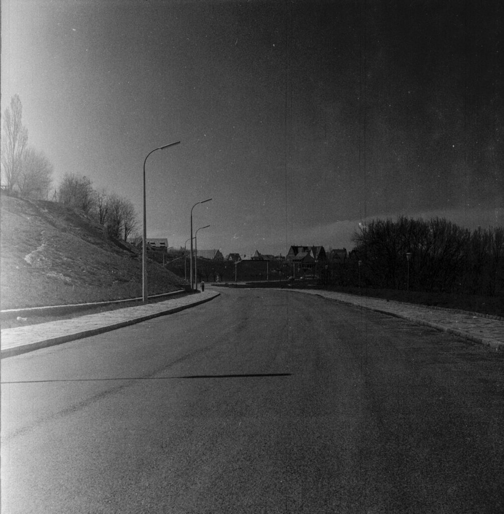 An empty street. 