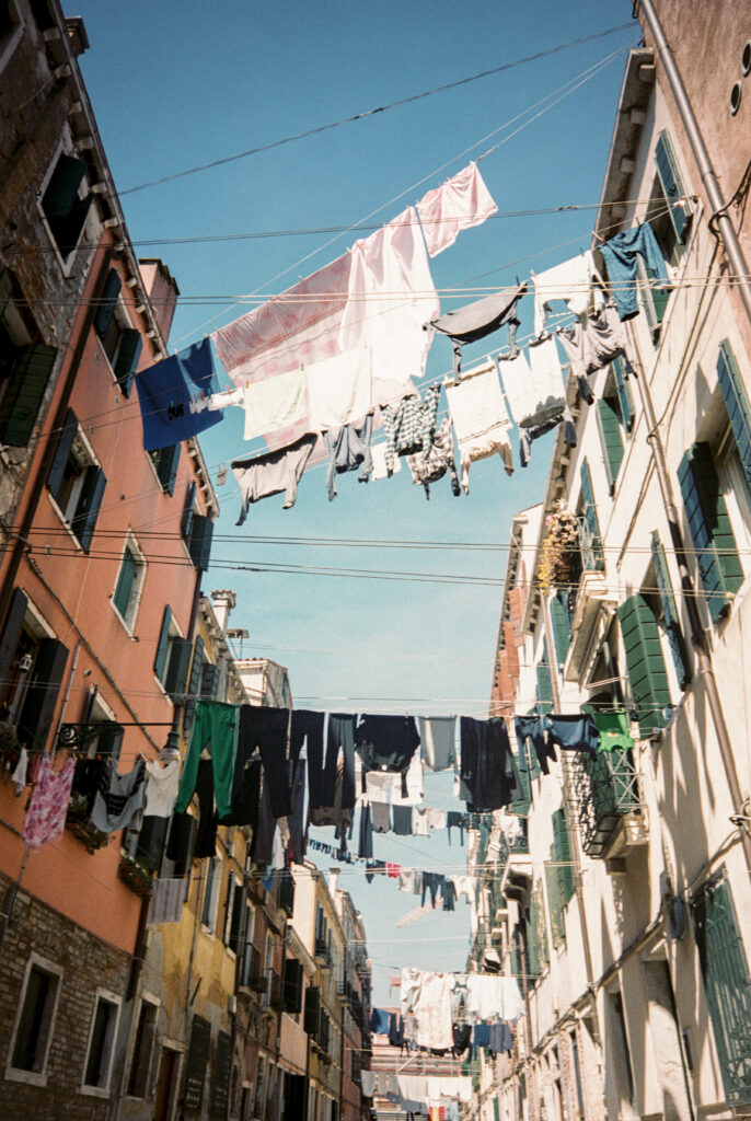 Colourful clothing lines in Venice.