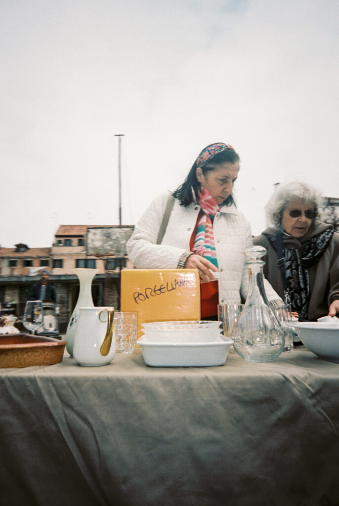 A second hand antiques/wears stall in Venice.
