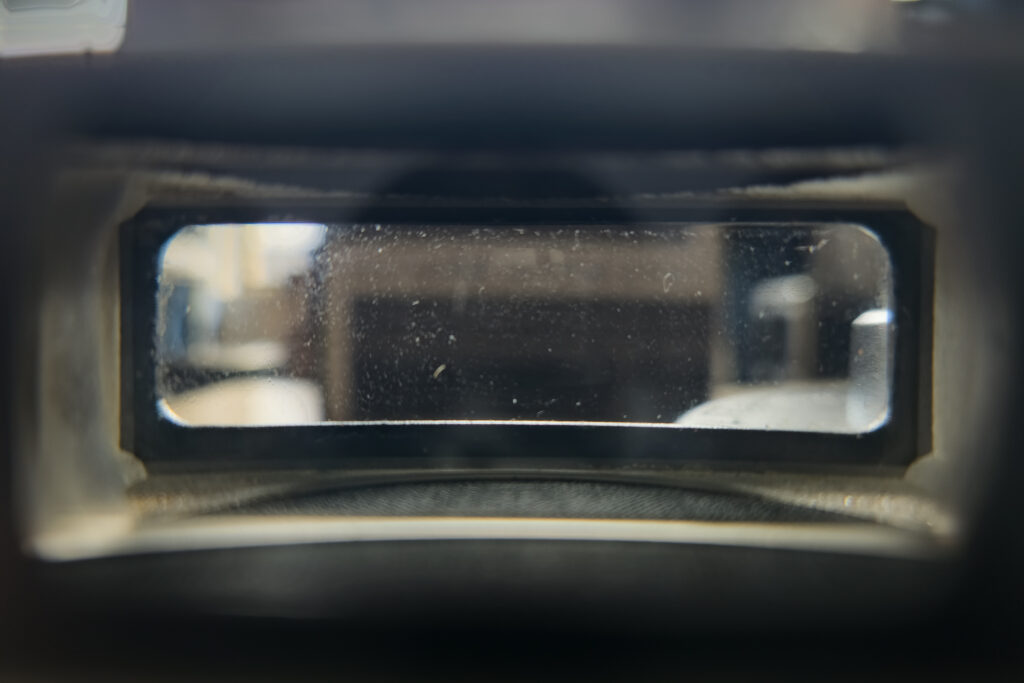 The view through the Widelux F6's viewfinder