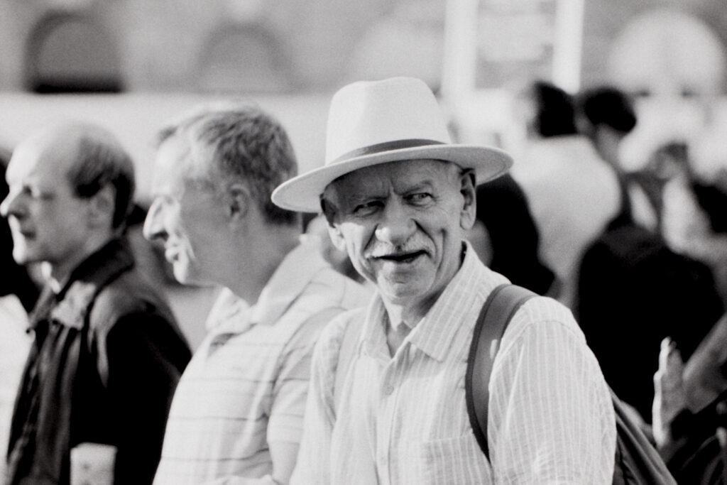 A stylish man in the crowd 