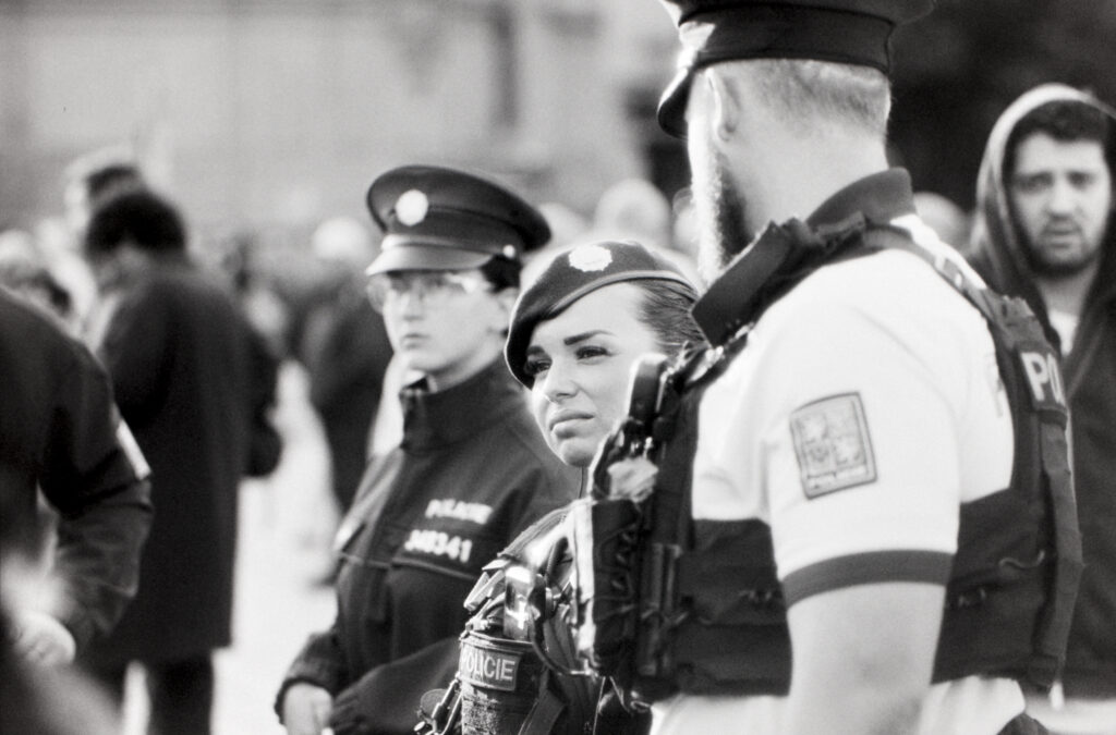 Police officers over watching a public fest