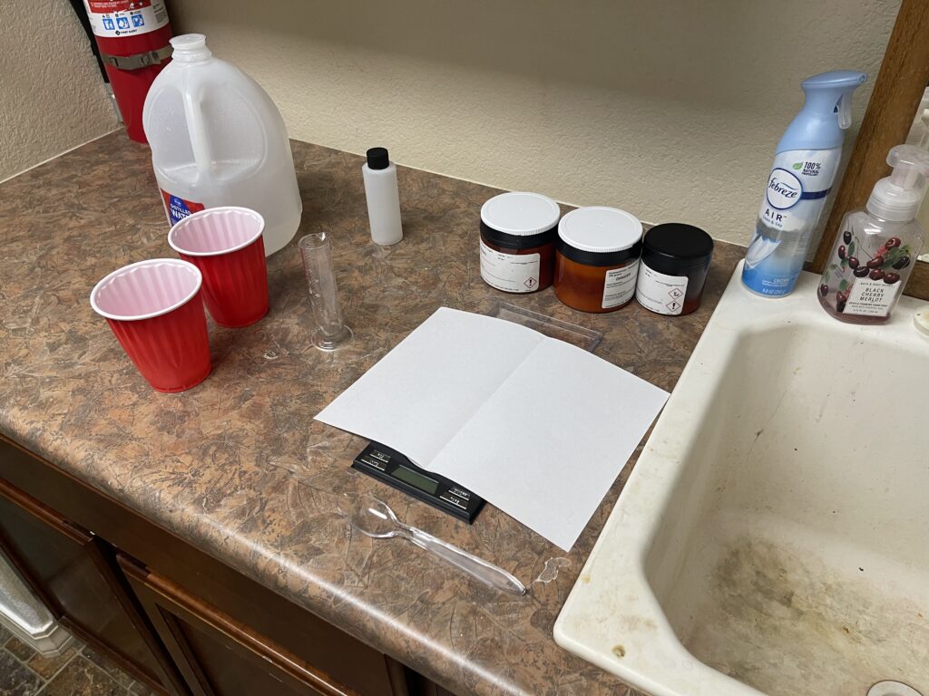 Preparing to mix H&W developer