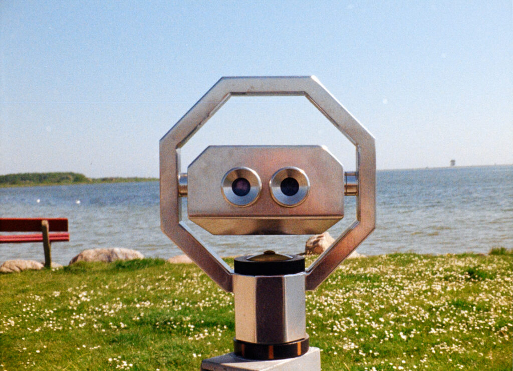 Binoculars overlooking the sea
