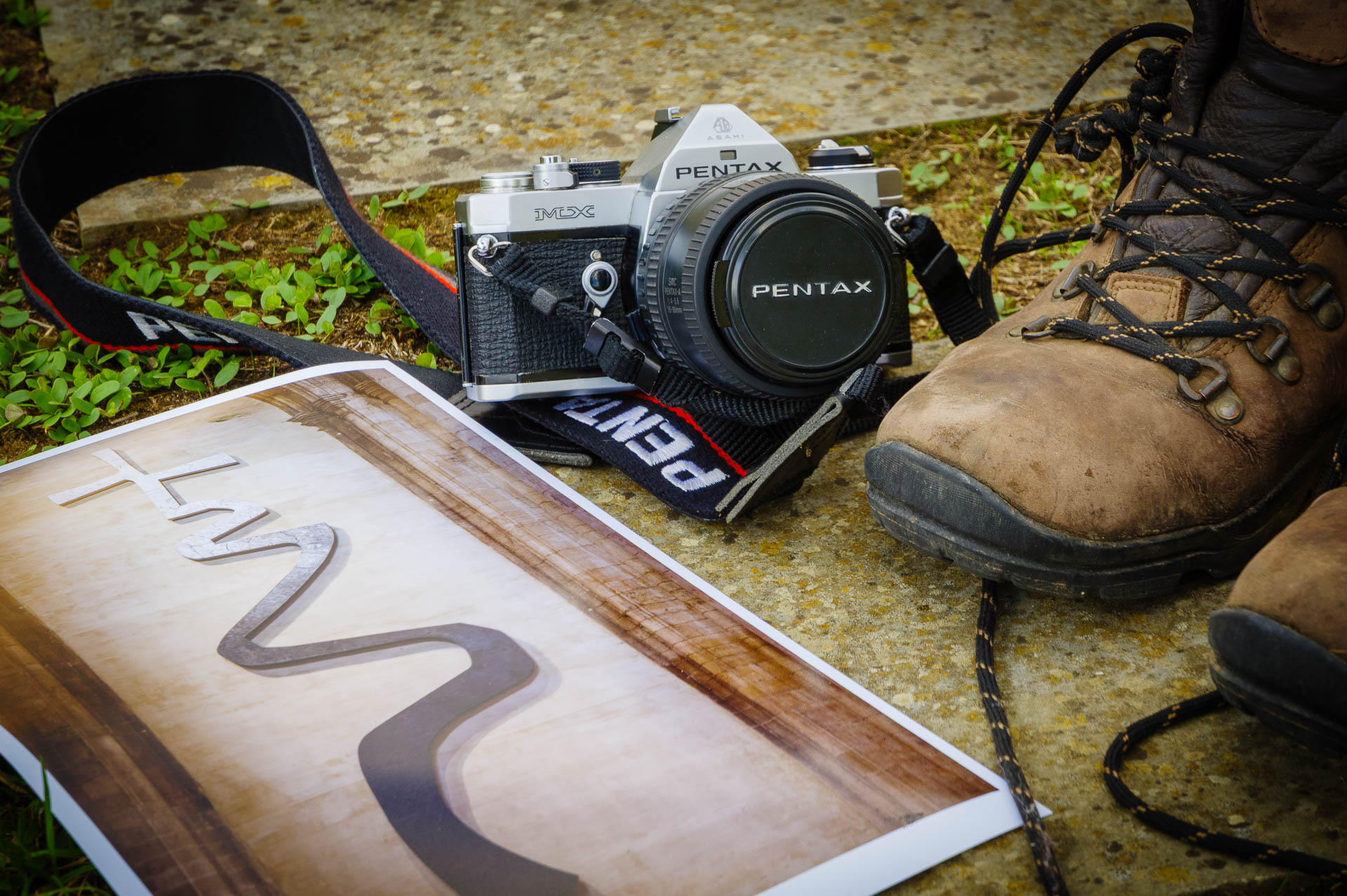 Pentax MX 35-80mm zoom and walking boots